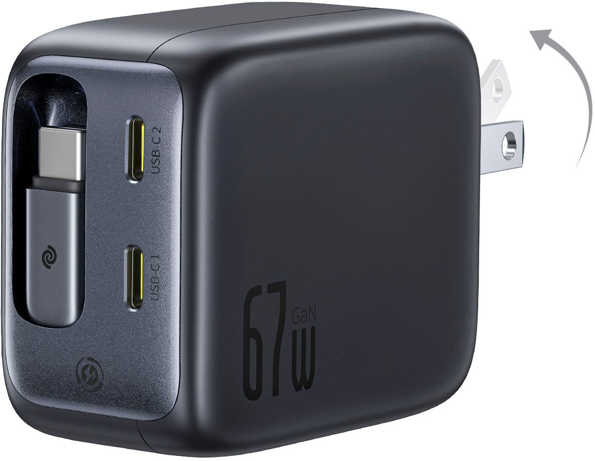 BPS 3-port fast charger in use on a desk with multiple devices