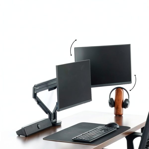 Staples TECH Dual Monitor Arm Full Motion Adjustable Desk-1
