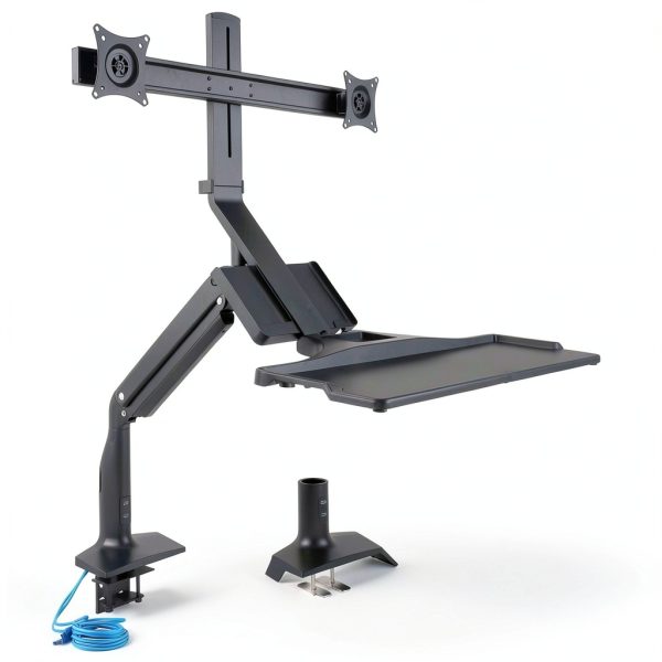Pavo Dual Monitor Stand Gas Spring USB 3.0 Keyboard Tray-10