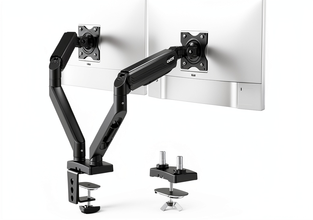 Pavo Dual Monitor Arm installed on a modern office desk