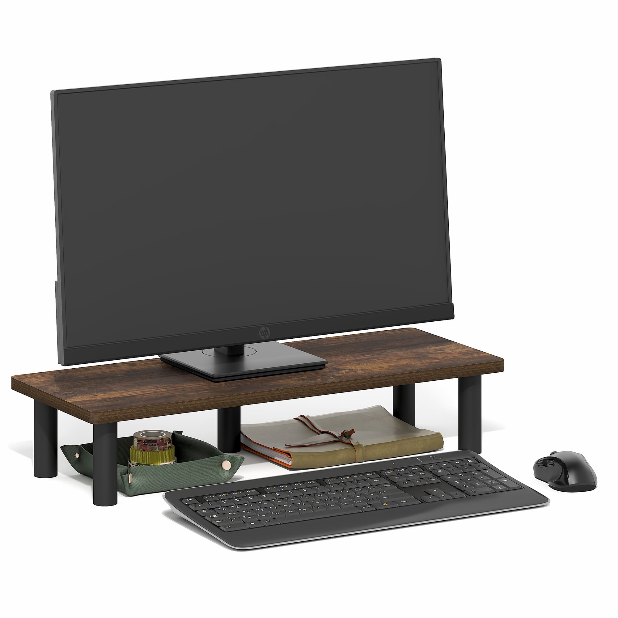 Furinno Monitor Stand Riser on a home office desk