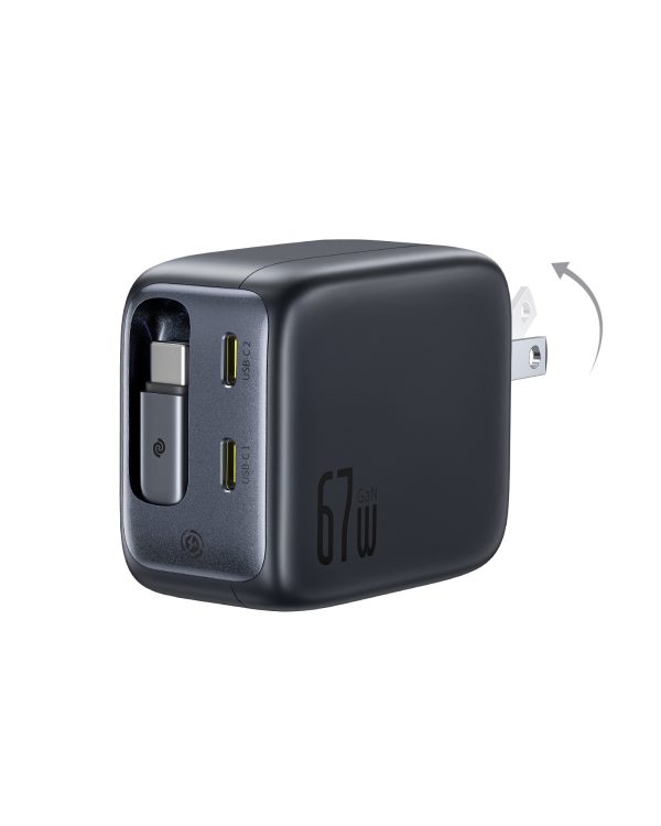 67W Dual Port Charger Retractable Cable Fast Charging-2