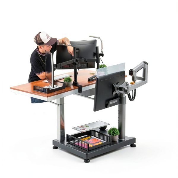 Mount-It Dual Monitor Desk Mount Silver Ergonomic Adjustable-7