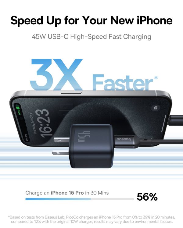 Baseus PicoGo 45W USB C Fast Charger Compact PD3.0-3