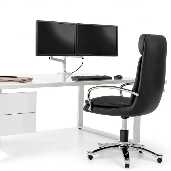 Pavo Dual Monitor Arm White Metal Desk Mount VESA-4