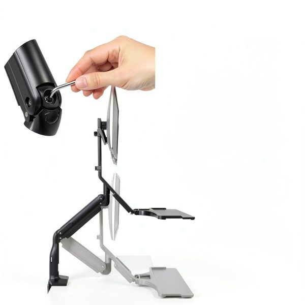 Pavo Dual Monitor Stand Gas Spring USB 3.0 Keyboard Tray-12
