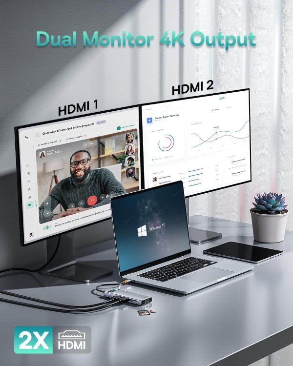Baseus USB C Hub Dual 4K HDMI 100W PD Charging Docking-2