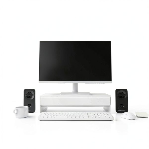 Pavo Monitor Stand Black White Gaming Controller Storage-8