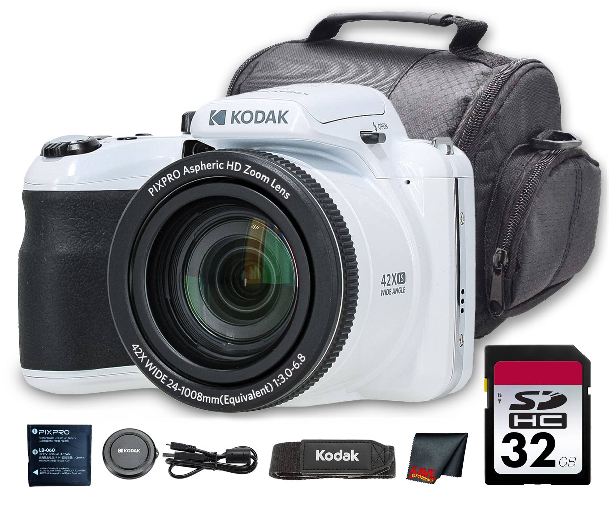 Kodak PIXPRO AZ425 digital camera with zoom lens extended in a scenic outdoor setting