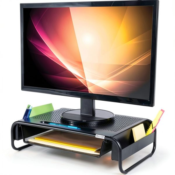 Allsop Monitor Stand Steel Construction Storage Drawer-2
