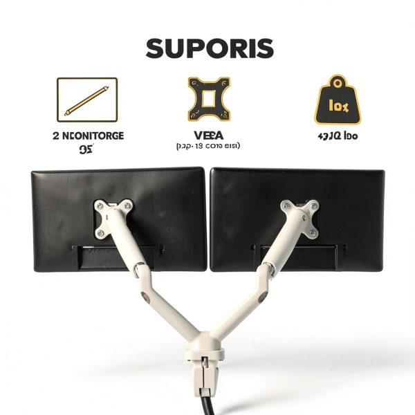 Fellowes Dual Monitor Arm Gas Spring Ergonomic Desk Mount-1