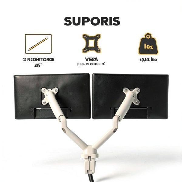 Fellowes Dual Monitor Arm Gas Spring Ergonomic Desk Mount-2