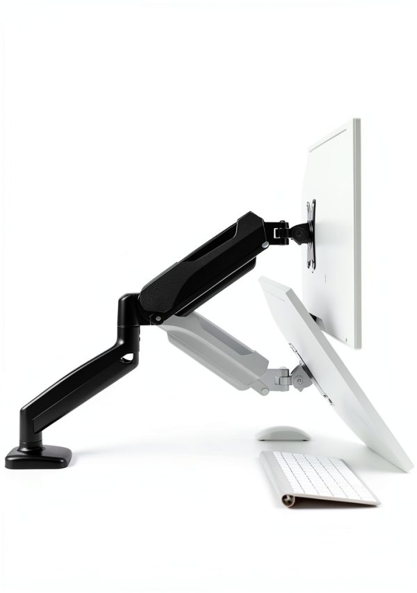 MOUNTUP Monitor Arm Full Motion Black White Desk Mount-1