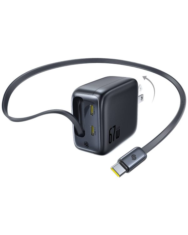 67W Dual Port Charger Retractable Cable Fast Charging-1