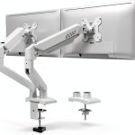 Pavo Dual Monitor Stand Full Motion Black White Ergonomic-0