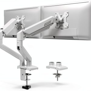 Pavo Dual Monitor Stand Full Motion Black White Ergonomic-0