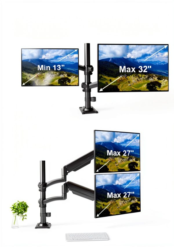 Pavo Dual Monitor Arm Full Motion Adjustable Desk Mount-4