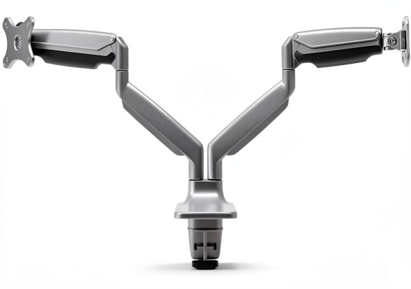 Pavo Dual Monitor Desk Mount Black Silver Ergonomic-0