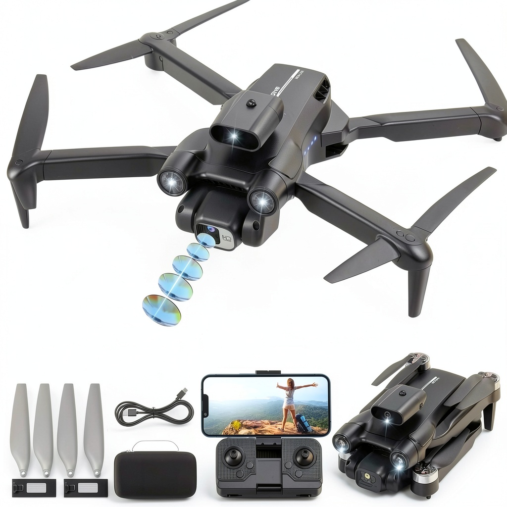 TOPVISION drone hovering with camera capturing landscape