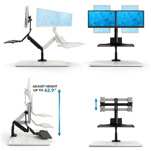 Pavo Dual Monitor Stand Gas Spring USB 3.0 Keyboard Tray-4