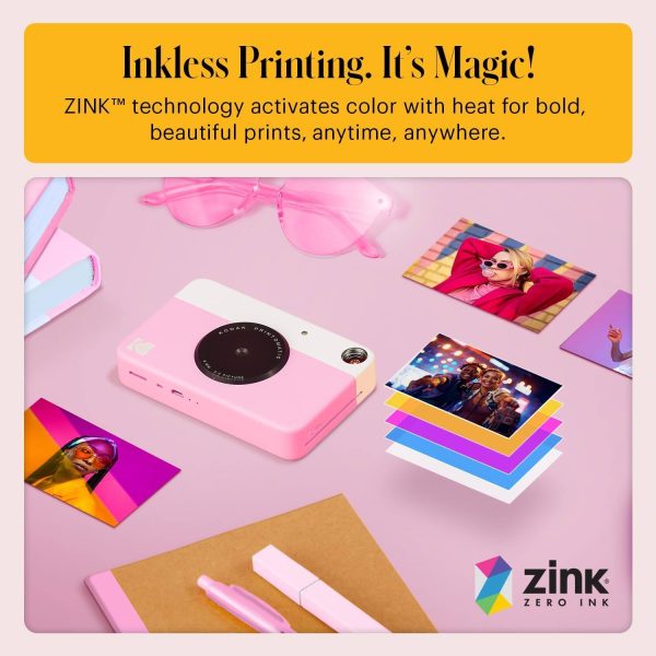 Kodak Printomatic Instant Print Camera Bundle Pink Travel-4
