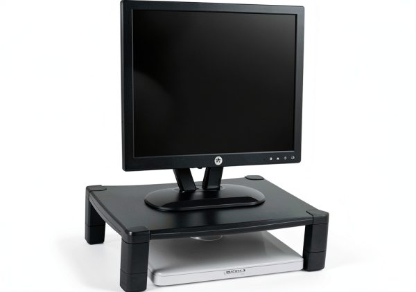 Kantek Monitor Stand Adjustable Height Black Desk Riser-1