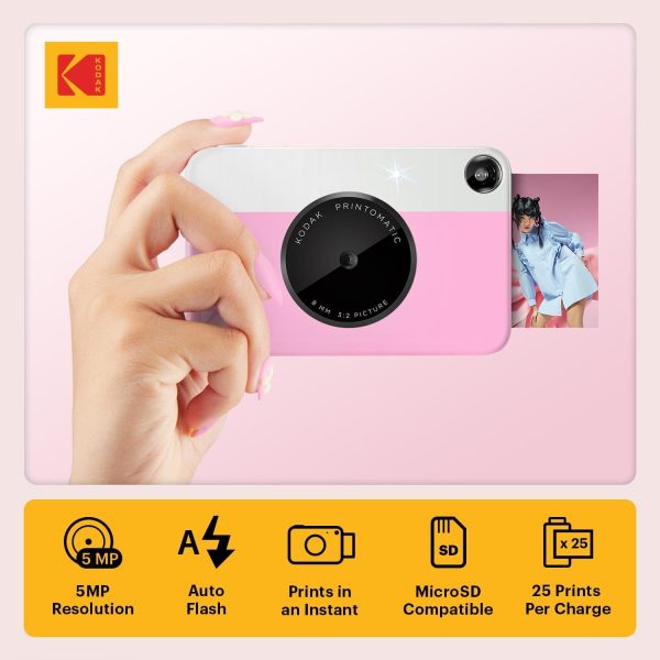 Kodak Printomatic Instant Print Camera Bundle Pink Travel-3