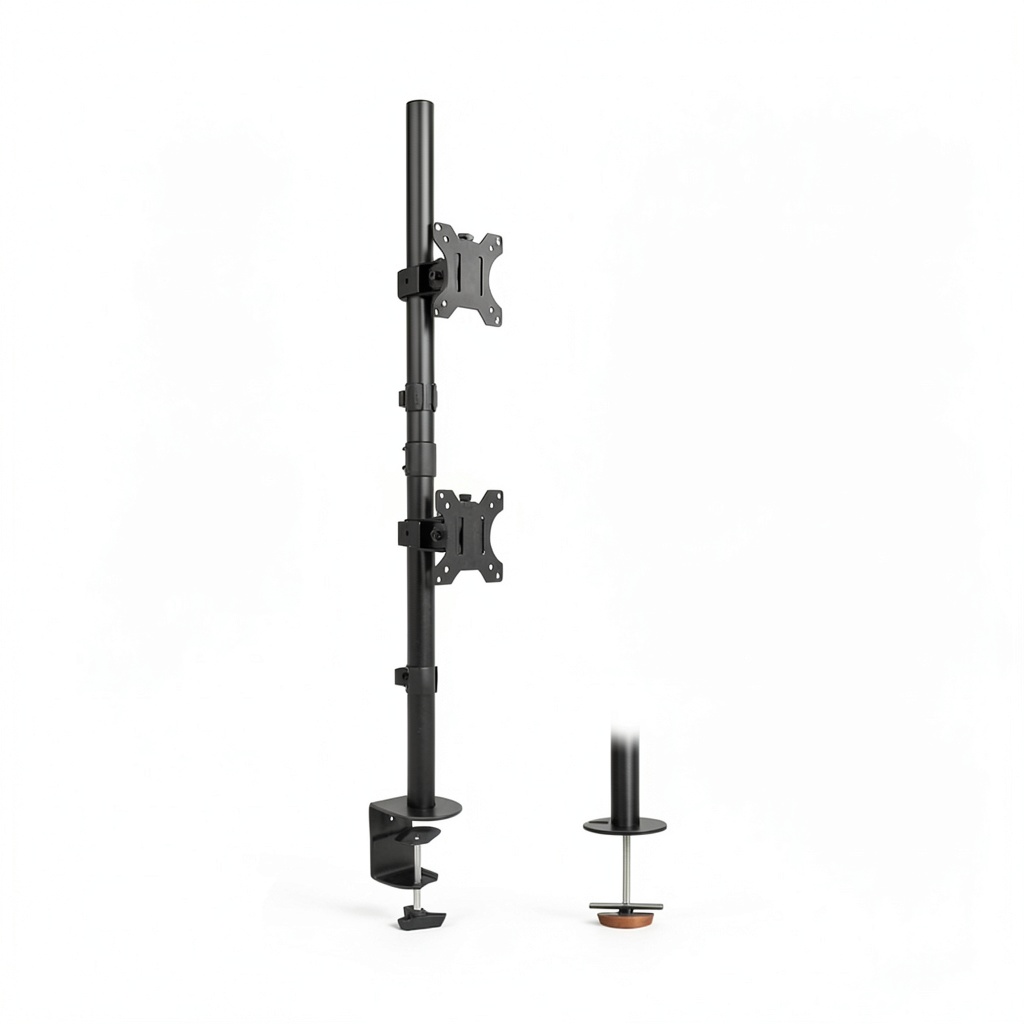 MI-1768 vertical dual monitor stand installed on a modern desk