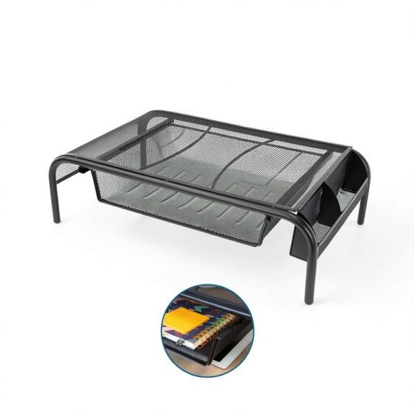 Pavo Monitor Stand Ergonomic Metal Mesh Drawer Storage-7