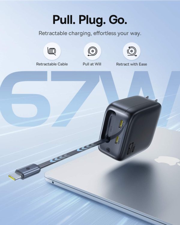 67W Dual Port Charger Retractable Cable Fast Charging-6