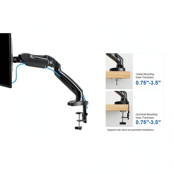 Pavo Monitor Arm Gas Spring Desk Mount VESA 75x75-9