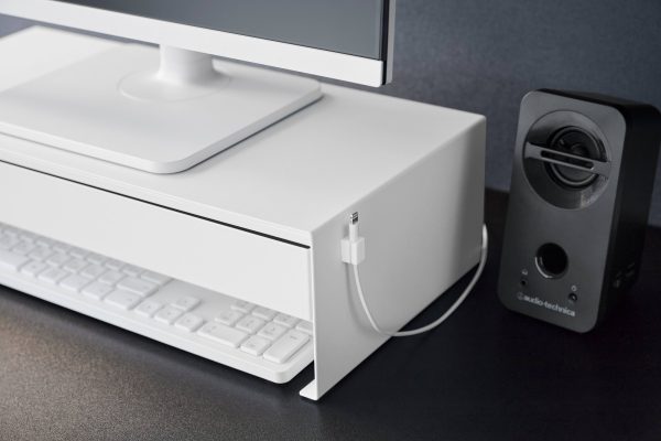 Pavo Monitor Stand Black White Gaming Controller Storage-5