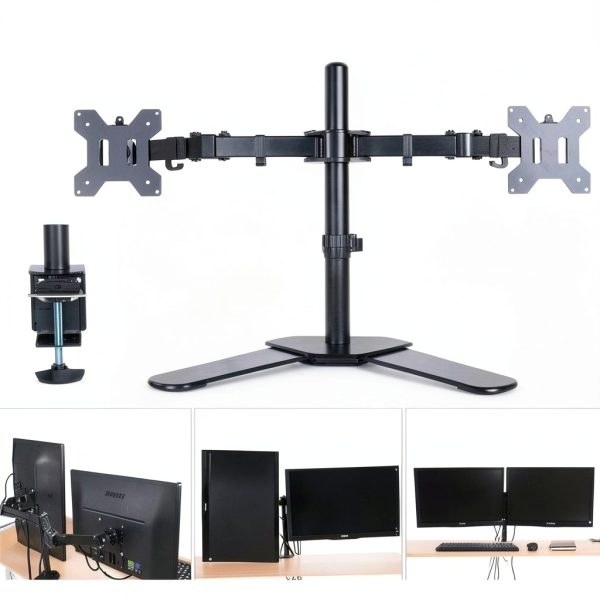 Cables Direct Dual Monitor Stand Heavy Duty Freestanding-2