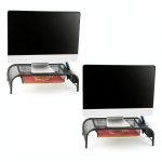 Metal Mesh Monitor Stand Ergonomic Dual Riser Desk Organizer-0