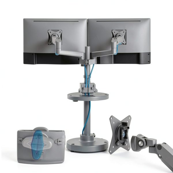 Mount-It Dual Monitor Desk Mount Silver Ergonomic Adjustable-9