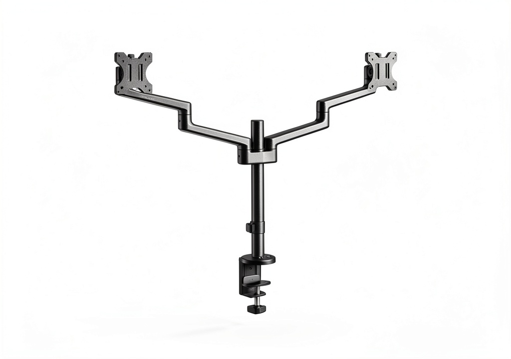 Installing MSI PRO MT81D Dual Monitor Stand Aluminum Black 3-Year on a wooden desk