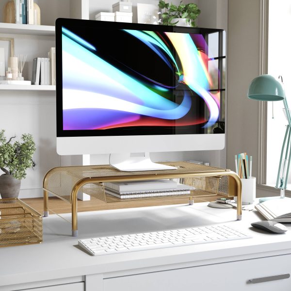 Martha Stewart Monitor Stand Riser with Storage Drawer-1