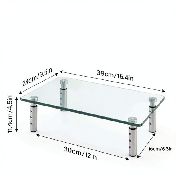 KKToner Glass Monitor Stand Height Adjustable Home Office-1