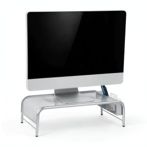 Pavo Monitor Stand Black Silver Ergonomic Desktop Organizer-0