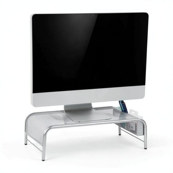 Pavo Monitor Stand Black Silver Ergonomic Desktop Organizer-0