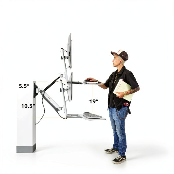 Pavo Wall Mount Sit Stand Monitor Arm Ergonomic Workstation-3