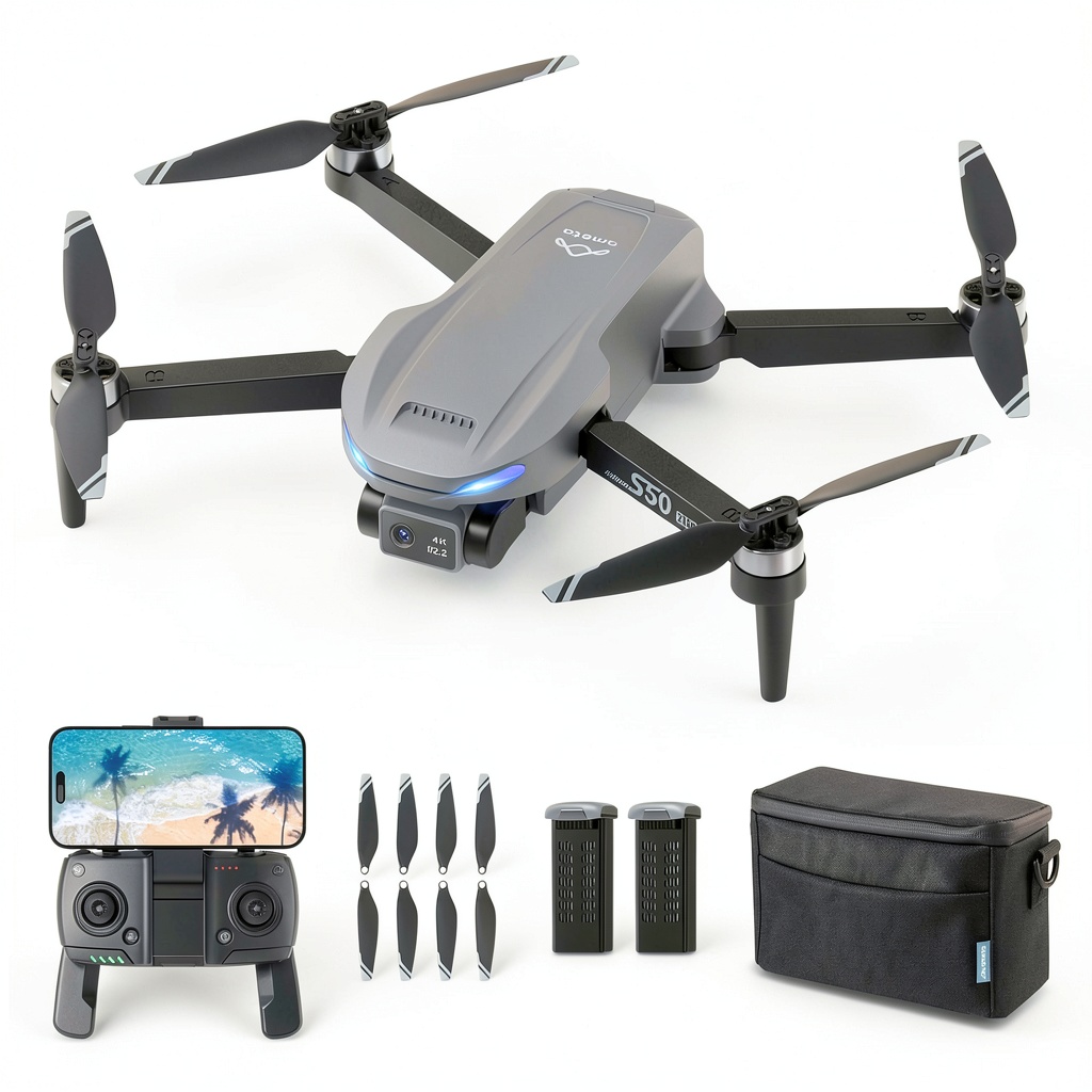 Installing Ameta S50 Lite 4K Drone GPS Camera 50 Min Flight on a wooden desk