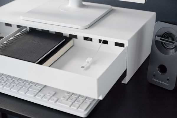 Pavo Monitor Stand Black White Gaming Controller Storage-6