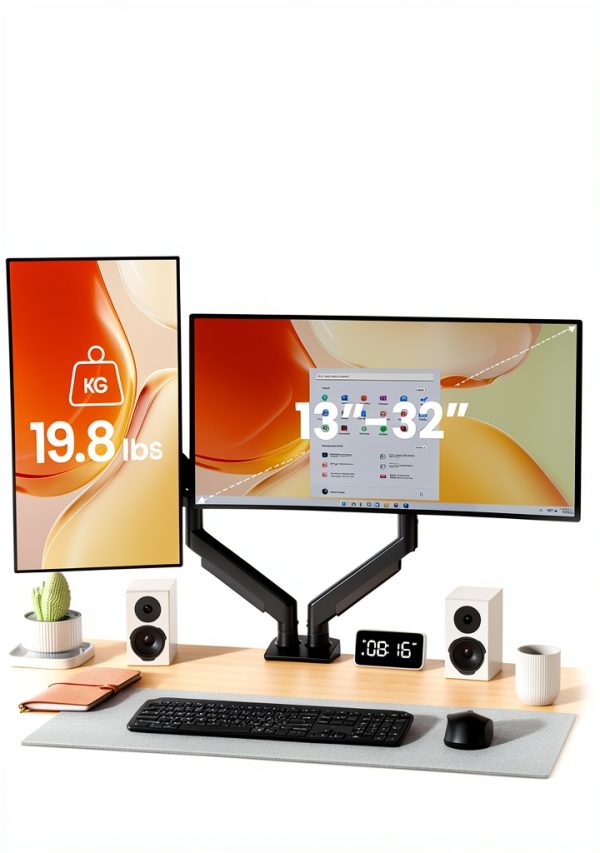 Pavo Dual Monitor Arm Tool Free VESA Mount Ergonomic Desk-2