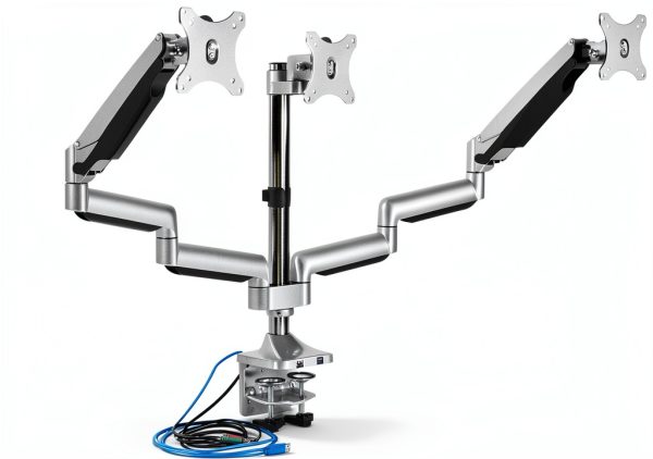 Mount-It Triple Monitor Desk Mount Ergonomic Adjustable USB-1