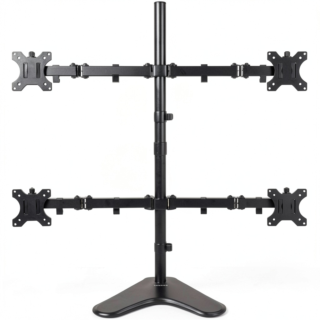 Mount-It Quad Monitor Stand on a modern office desk