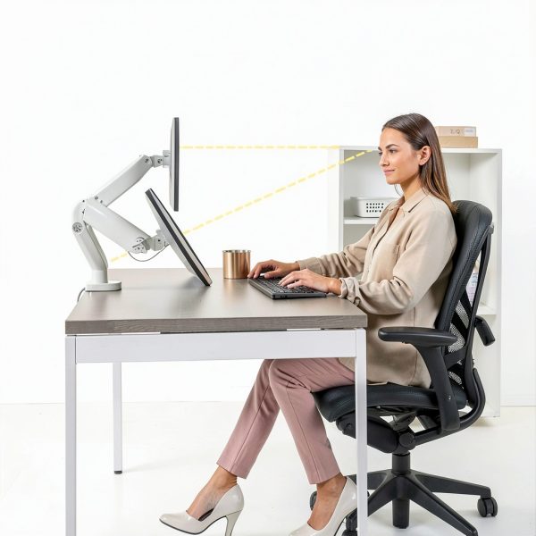 Fellowes Dual Monitor Arm Gas Spring Ergonomic Desk Mount-7