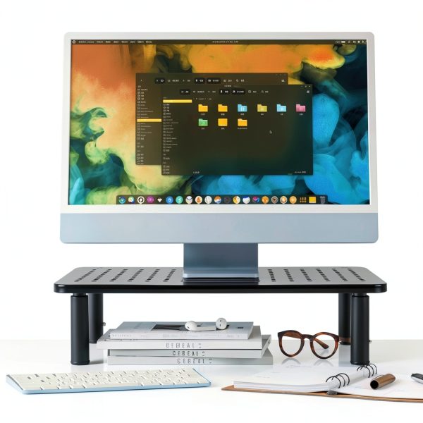 Furwoo Monitor Stand Height Adjustable Metal Platform Black-4