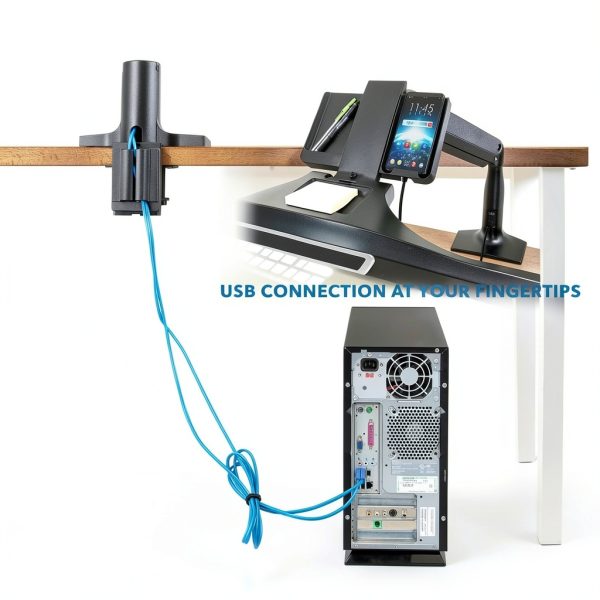 Pavo Dual Monitor Stand Gas Spring USB 3.0 Keyboard Tray-2