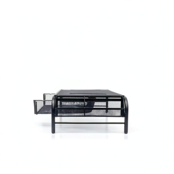 Metal Mesh Monitor Stand Ergonomic Dual Riser Desk Organizer-3
